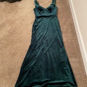 Forrest green velvet bridesmaid dress